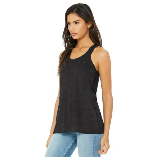 BELLA+CANVAS&reg; Dark Gray Heather Women's Flowy Racerback Tank {4}