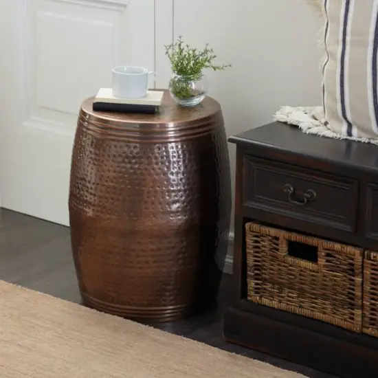 19" Brown Aluminum Vintage Accent Table {4}