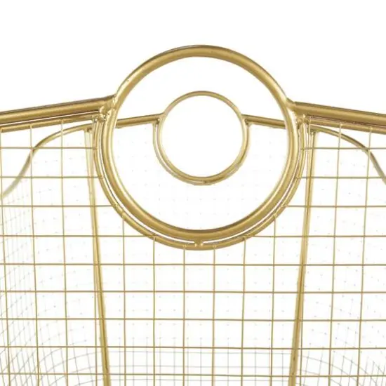 20" Gold Metal Storage Basket with Curved Sides & Ring Handles {6}