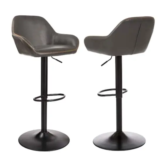 Glitzhome® Mid-Century Leatherette Gaslift Adjustable Swivel Bar Stool Set Gray {1}