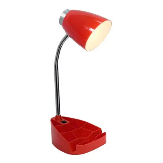 LimeLights 18.5" Gooseneck Organizer Desk Lamp with Tablet Stand Red {3}
