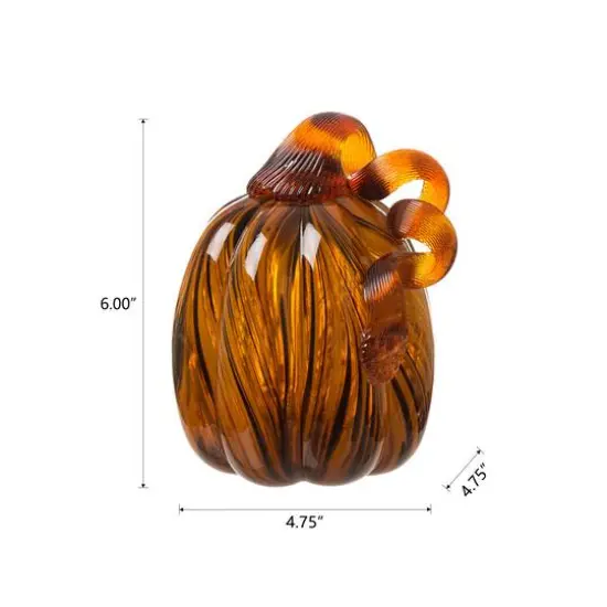 Glitzhome&reg; Medium Glass Pumpkin, Multicolor Stripes {14}