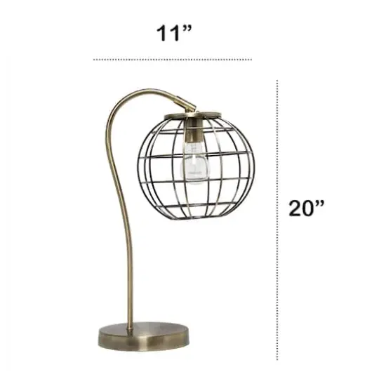 Lalia Home 20" Arched Metal Cage Table Lamp Antique Brass {4}