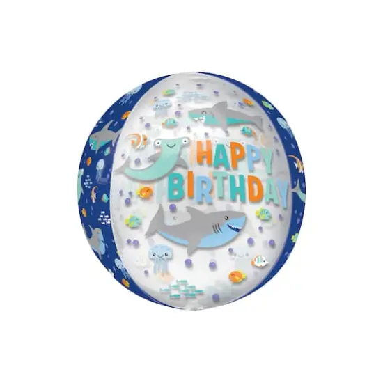 Orbz&reg; XL&trade; 16" Happy Birthday Sharks Foil Balloon {1}