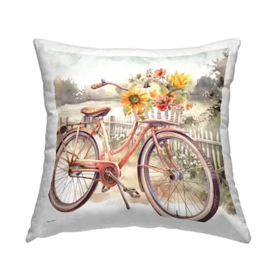 Stupell Industries Autumn Floral Bicycle Decorative Printed Throw Pillow {1}