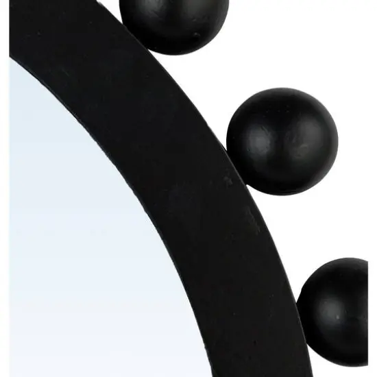 Hello Honey&reg; 31.5" Black Boho-Southwestern Beaded Arched Firwood Wall Mirror {4}