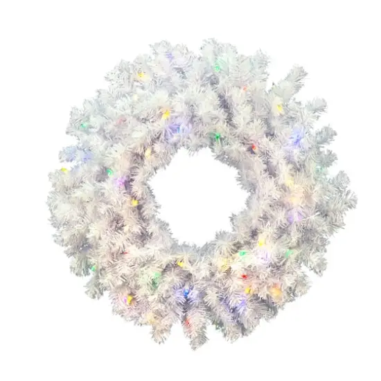 20" Multicolor LED Crystal White Pine Wreath {1}