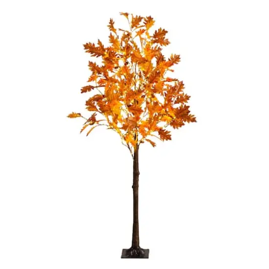 5ft. Pre-Lit Burnt Orange Autumn Maple Artificial Fall Tree with 240 Warm White LED Lights {1}