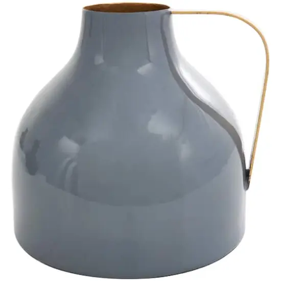 CosmoLiving by Cosmopolitan Blue Metal Abstract Enameled Vase with Geometric Gold Handle Set {4}