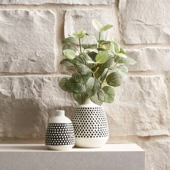 Black & White Bubbled Ceramic Bud Vase Set {3}