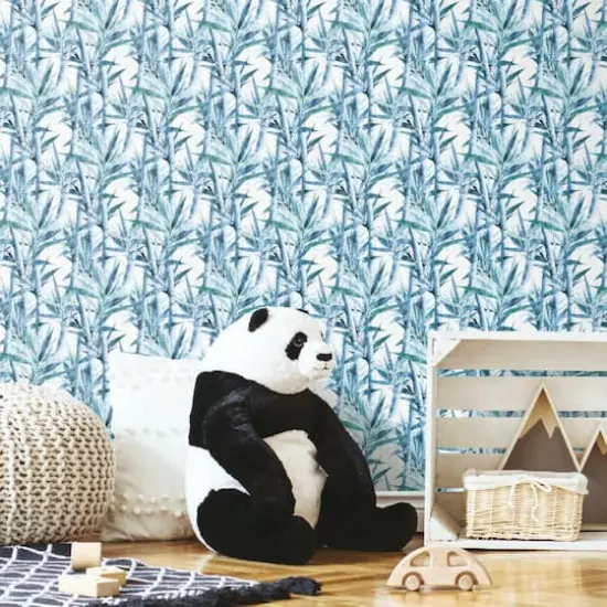 RoomMates Lucky Bamboo Peel & Stick Wallpaper Blue/White {4}