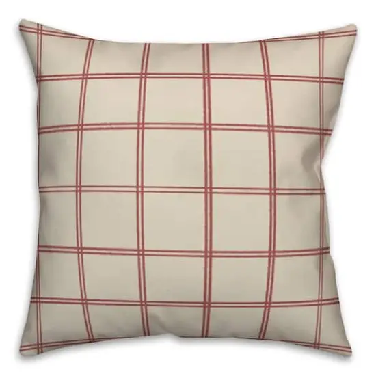 Cream & Red Check Throw Pillow {3}