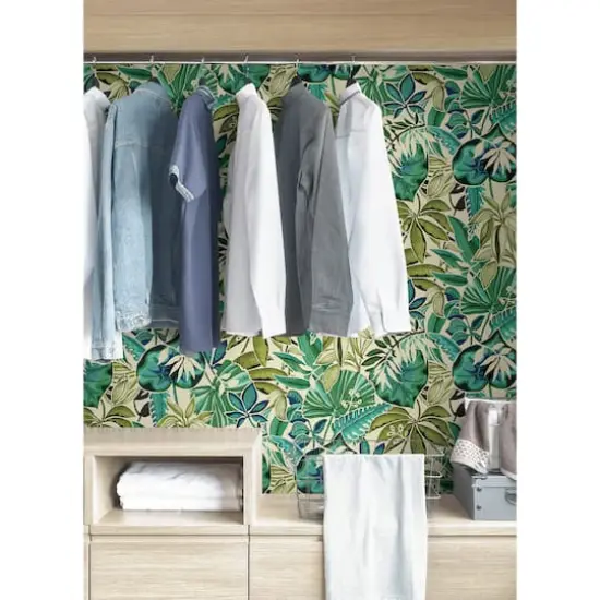 Caroline et Bettina Turquoise Feuilles Peel & Stick Wallpaper {5}