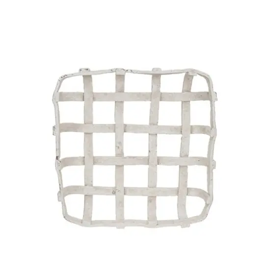 Hello Honey&reg; 15.25" White Distressed Finish Woven Basket {4}