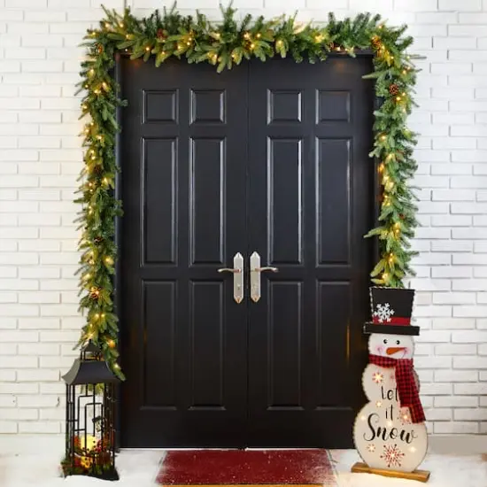 Glitzhome&reg; 9ft. Pre-Lit Pinecone Christmas Garland with Timer, 2ct. {3}