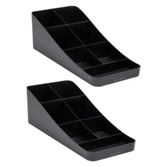 Mind Reader Anchor Collection 7-Compartment Black Coffee Cup and Condiment Dispenser, 2ct. {13}