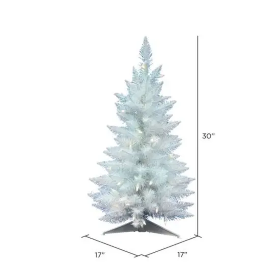 2.5ft. Pre-Lit Sparkle White Spruce Artificial Christmas Tree, Warm White Lights {5}