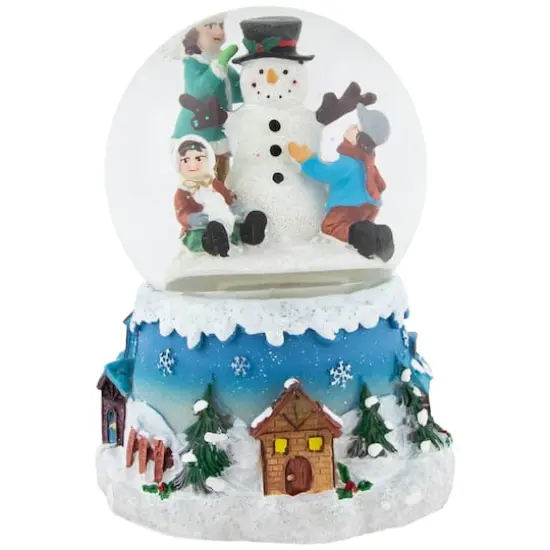 5.5" Snowman & Children Musical Swirling Snow Globe {3}