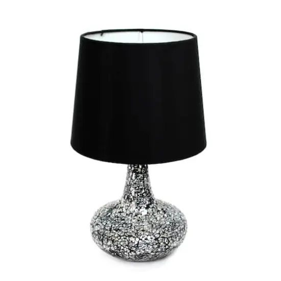 Simple Designs 14" Mosaic Glass Genie Table Lamp with Fabric Shade Black {7}
