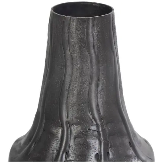 14" Black Metal Snakeskin Inspired Vase with Dimensional Wavy Accents {6}