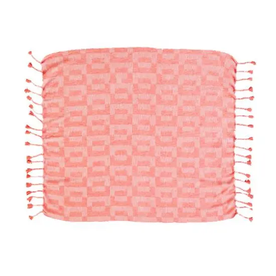 Hello Honey&reg; Pink Geometric Throw Blanket with Braided Fringe {9}