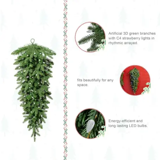 Glitzhome&reg; 36" Pre-Lit Greenery Christmas Teardrop with LED Lights & Timer {8}