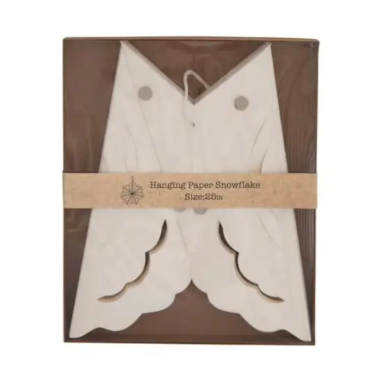 Hello Honey&reg; 25" White Hanging Snowflake Paper Ornament {5}