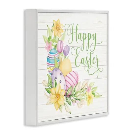 Stupell Industries Happy Easter Daffodils Framed Giclee Art White {4}