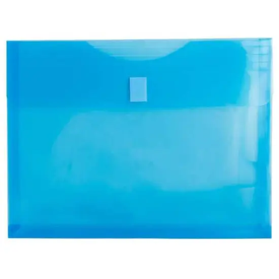 JAM Paper 9.63" x 11.63" Blue Plastic Hook & Loop Closure Booklet Letter Envelopes with Expansion, 120ct. {1}