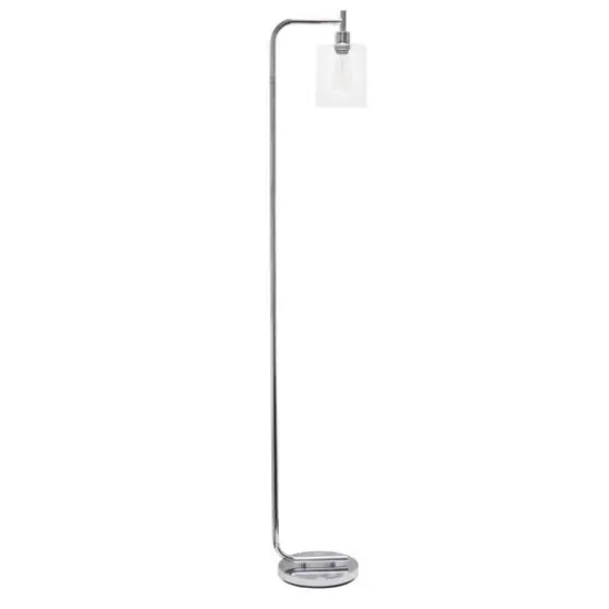 Simple Designs&trade; Iron Lantern Floor Lamp with Glass Shade Chrome {1}