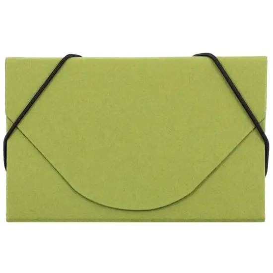 JAM Paper Kraft Ecoboard Business Card Case with Round Flap Lime Green {1}
