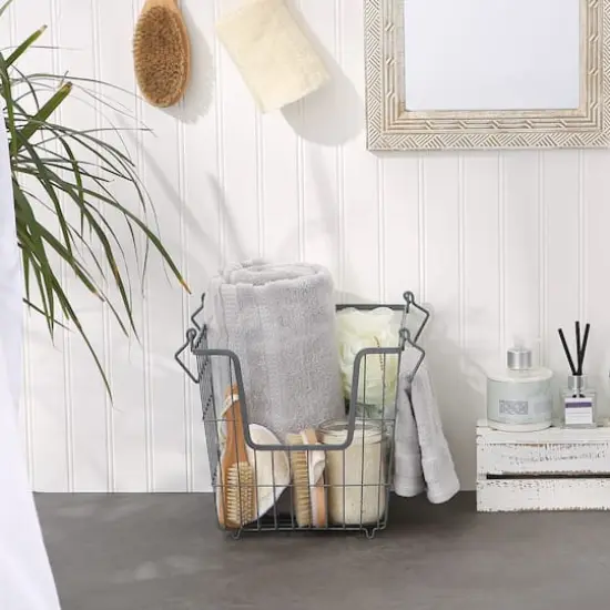 DII&reg; Large Square Metal Basket Cool Gray {4}