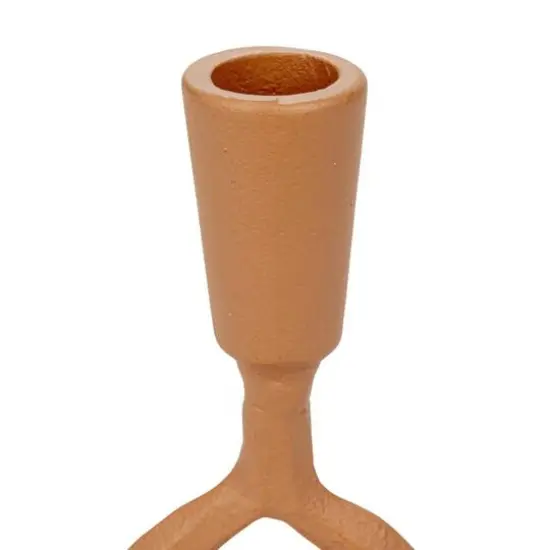Hello Honey&reg; 7.5" Small Tan Decorative Cast Metal Taper Candle Holder {9}