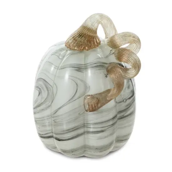 Glitzhome&reg; Marble Tall Marble Glass Pumpkin, Gray {9}