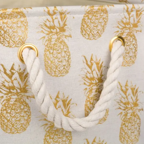 DII&reg; Large Rectangle Gold Pineapple Polyester Bin {4}