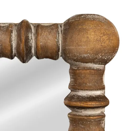 Hello Honey 30" x 43.25"Distressed Pine Wood Beaded Dowel Wall Mirror {5}