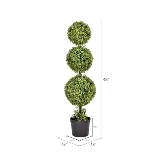4ft. Artificial Triple Ball Green Boxwood Topiary {5}