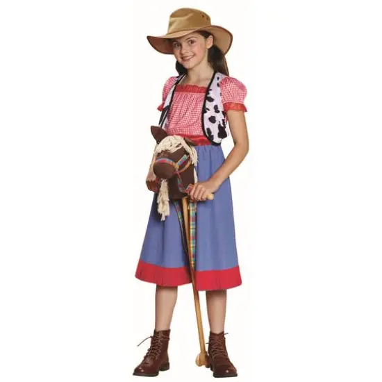 Large Red & Blue Checkered Cowgirl Child Costume {3}
