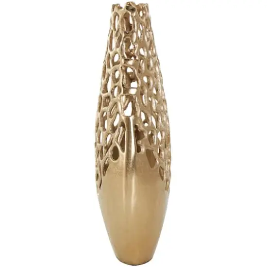 15" Gold Aluminum Vase with Freeform Open Lattice {4}
