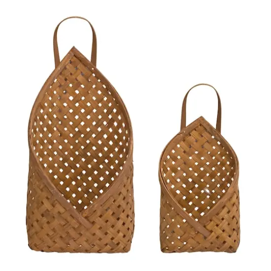 Woven Bamboo Basket Wall Pocket Set {1}