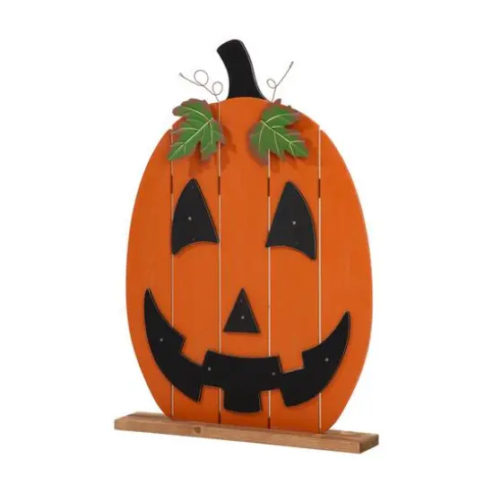 Glitzhome&reg; 30" Lighted Wooden Pumpkin Porch D&eacute;cor {4}
