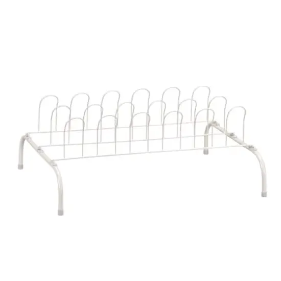 Household Essentials White 9-Pair Wire Shoe Rack {1}