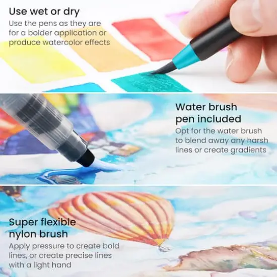 Arteza&reg; Bright Tones Real Brush Pens&reg; & Water Brush Pen Set {5}