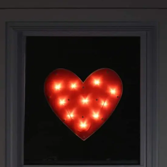 14" Lighted Red Heart Window Silhouette Decoration {4}