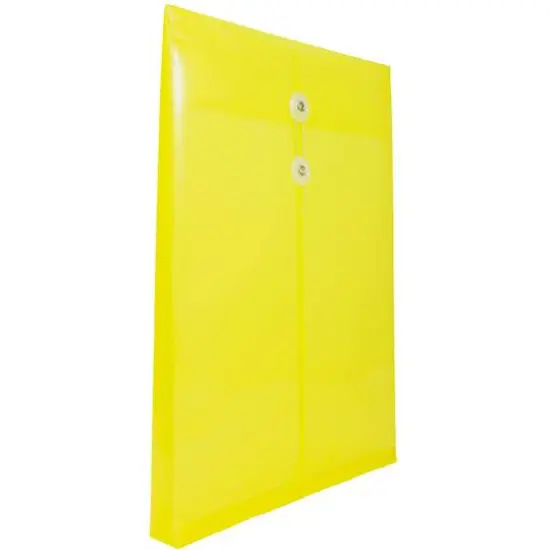 JAM Paper Legal Size Plastic Envelopes with Button & String Tie Closure, 12ct. Yellow {5}