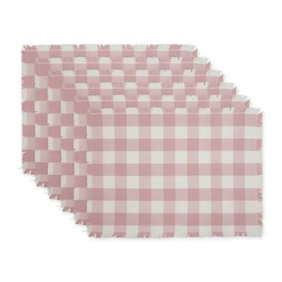 DII&reg; Heavyweight Check Fringed Cotton Placemats, 6ct. Pale Mauve {1}