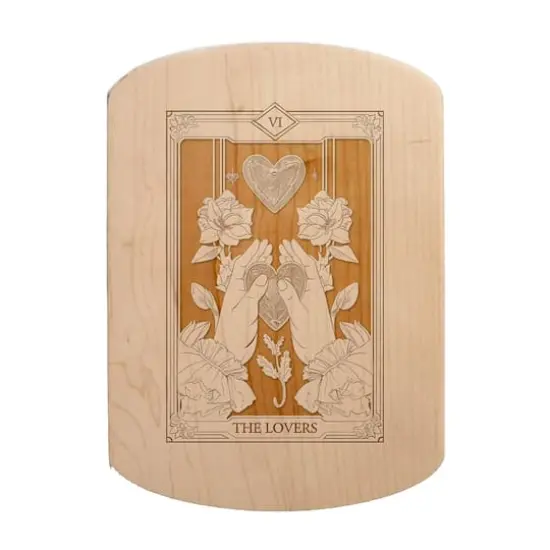 11" x 8" The Lovers Tarot Maple Oval Cutting Board {1}