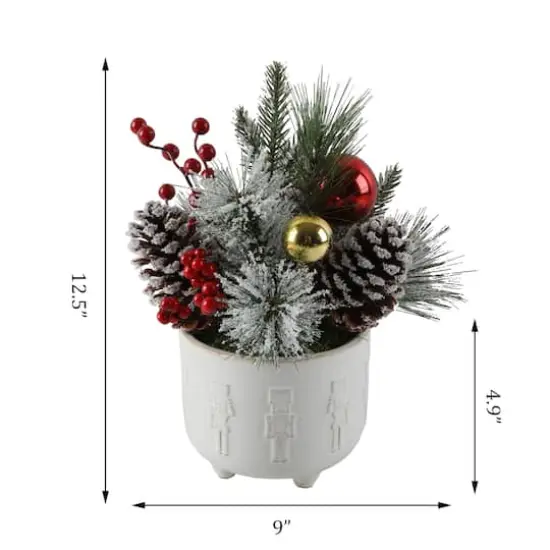 Christmas Mix In 12.5" Ceramic Cracker Footed Pot {3}