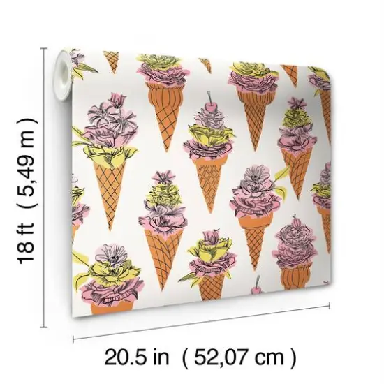By Dylan M Orange Floral Ice Cream Peel & Stick Wallpaper {7}