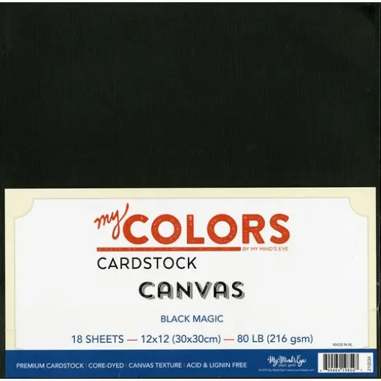 My Colors Canvas Cardstock Bundle 12"X12" 18/Pkg-Black Magic {1}